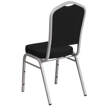 Load image into Gallery viewer, Crown Back Stacking Banquet Chair in Black Fabric - Silver Frame