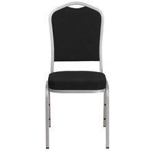 Load image into Gallery viewer, Crown Back Stacking Banquet Chair in Black Fabric - Silver Frame