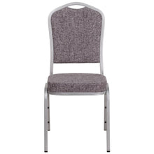 Load image into Gallery viewer, Crown Back Stacking Banquet Chair in Herringbone Fabric - Silver Frame