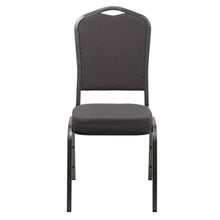 Load image into Gallery viewer, Crown Back Stacking Banquet Chair in Gray Fabric - Silver Vein Frame