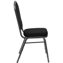 Load image into Gallery viewer, Crown Back Stacking Banquet Chair in Black Dot Fabric - Silver Vein Frame