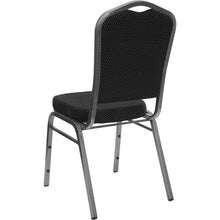 Load image into Gallery viewer, Crown Back Stacking Banquet Chair in Black Dot Fabric - Silver Vein Frame