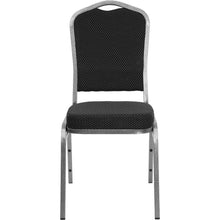 Load image into Gallery viewer, Crown Back Stacking Banquet Chair in Black Dot Fabric - Silver Vein Frame