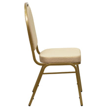 Load image into Gallery viewer, Dome Back Stacking Banquet Chair in Beige Patterned Fabric - Gold Frame