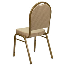 Load image into Gallery viewer, Dome Back Stacking Banquet Chair in Beige Patterned Fabric - Gold Frame