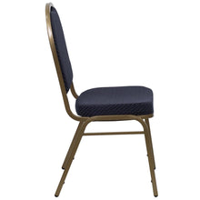 Load image into Gallery viewer, Dome Back Stacking Banquet Chair in Navy Patterned Fabric - Gold Frame