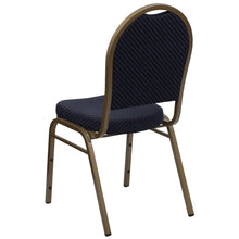 Load image into Gallery viewer, Dome Back Stacking Banquet Chair in Navy Patterned Fabric - Gold Frame