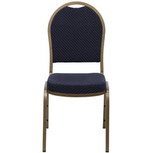 Load image into Gallery viewer, Dome Back Stacking Banquet Chair in Navy Patterned Fabric - Gold Frame