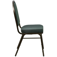 Load image into Gallery viewer, Dome Back Stacking Banquet Chair in Green Patterned Fabric - Gold Vein Frame