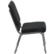 Load image into Gallery viewer, 18.5''W Stacking Church Chair in Black Patterned Fabric - Silver Vein Frame