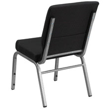 Load image into Gallery viewer, 18.5''W Stacking Church Chair in Black Patterned Fabric - Silver Vein Frame