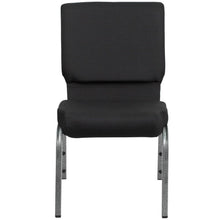Load image into Gallery viewer, 18.5''W Stacking Church Chair in Black Patterned Fabric - Silver Vein Frame