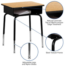 Load image into Gallery viewer, Student Desk with Open Front Metal Book Box - Natural