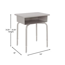 Load image into Gallery viewer, Student Desk with Open Front Metal Book Box - Gray Granite/Silver