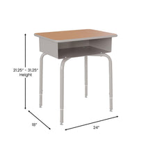 Load image into Gallery viewer, Student Desk with Open Front Metal Book Box - Walnut/Silver