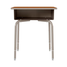 Load image into Gallery viewer, Student Desk with Open Front Metal Book Box - Walnut/Silver