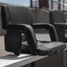 Load image into Gallery viewer, Set of 2 Black Portable Lightweight Stadium Chairs with Armrests