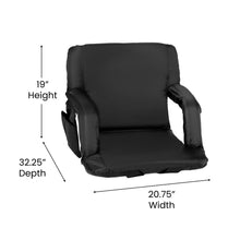 Load image into Gallery viewer, Black Portable Lightweight Stadium Chair with Armrests, Padded Back