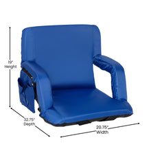 Load image into Gallery viewer, Blue Portable Lightweight Stadium Chair with Armrests, Padded Back