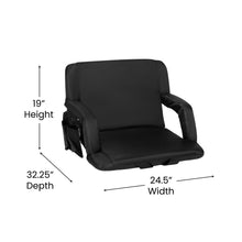 Load image into Gallery viewer, Extra Wide Black Lightweight Stadium Chair with Armrests, Padded Back