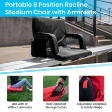 Load image into Gallery viewer, Extra Wide Black Lightweight Stadium Chair with Armrests, Padded Back