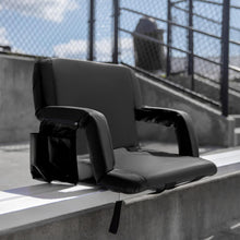 Load image into Gallery viewer, Extra Wide Black Lightweight Stadium Chair with Armrests, Padded Back