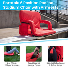 Load image into Gallery viewer, Extra Wide Red Lightweight Stadium Chair with Armrests, Padded Back