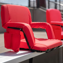 Load image into Gallery viewer, Red Portable Lightweight Stadium Chair with Armrests, Padded Back