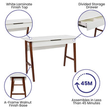 Load image into Gallery viewer, Table Desk for Writing and Work, White/Walnut