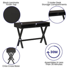 Load image into Gallery viewer, Home Office Writing Computer Desk with Open Storage Compartments, Black
