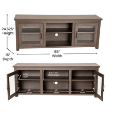 Load image into Gallery viewer, Classic TV Stand up to 80" TVs - Black Wash Finish with Full Glass Doors