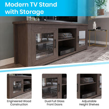 Load image into Gallery viewer, Classic TV Stand up to 80" TVs - Black Wash Finish with Full Glass Doors
