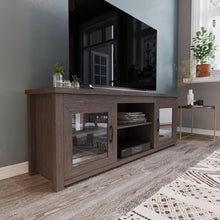 Load image into Gallery viewer, Classic TV Stand up to 80" TVs - Black Wash Finish with Full Glass Doors