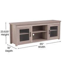 Load image into Gallery viewer, Classic TV Stand up to 80" TVs - Gray Wash Oak Finish with Full Glass Doors