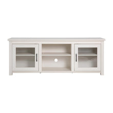 Load image into Gallery viewer, Classic TV Stand up to 80" TVs - White Wash Finish with Full Glass Doors