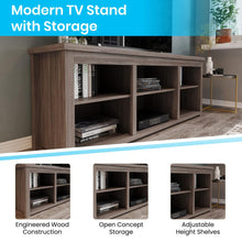 Load image into Gallery viewer, Farmhouse TV Stand up to 80" TVs - 65" Engineered Wood in Gray Wash Oak Finish