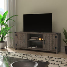 Load image into Gallery viewer, Farmhouse Barn Door TV Stand-Gray Wash Oak for TV's up to 65 ines-59"
