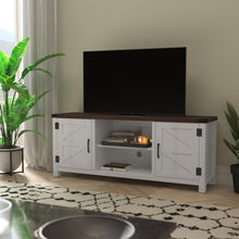 Load image into Gallery viewer, Farmhouse Barn Door TV Stand in White for TV's up to 65 ines - 59