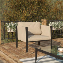 Load image into Gallery viewer, Patio Chair with Cushions, Black with Beige Cushions