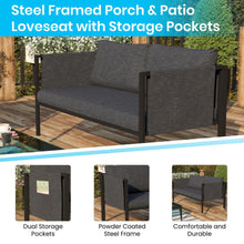 Load image into Gallery viewer, Loveseat with Cushions, Black with Charcoal Cushions