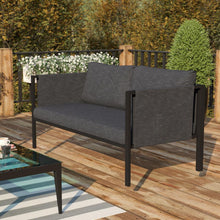 Load image into Gallery viewer, Loveseat with Cushions, Black with Charcoal Cushions