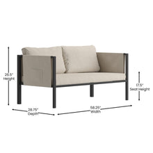 Load image into Gallery viewer, Loveseat with Cushions, Black with Beige Cushions