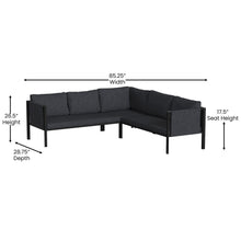 Load image into Gallery viewer, Sectional with Cushions, Black with Charcoal Cushions