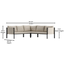 Load image into Gallery viewer, Sectional with Cushions, Black with Beige Cushions