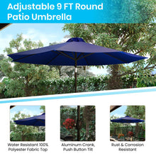 Load image into Gallery viewer, Navy 9 FT Round Umbrella with Crank and Tilt Function and Standing Umbrella Base