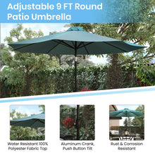 Load image into Gallery viewer, Teal 9 FT Round Umbrella with Crank and Tilt Function and Standing Umbrella Base