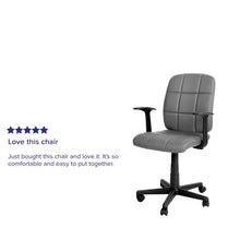 Load image into Gallery viewer, Mid-Back Gray Quilted Vinyl Swivel Task Office Chair with Arms