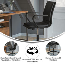 Load image into Gallery viewer, Mid-Back Designer Executive Office Chair with Black Base and Arms, Black