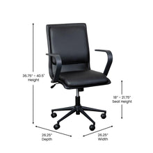 Load image into Gallery viewer, Mid-Back Designer Executive Office Chair with Black Base and Arms, Black