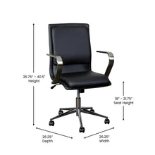 Load image into Gallery viewer, Mid-Back Executive Office Chair with Brushed Chrome Base and Arms, Black